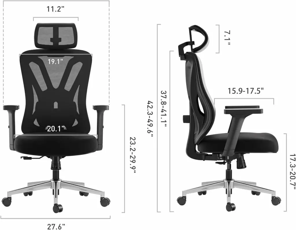 Hbada Ergonomic Mesh Office Chair, Computer Chair with Adjustable 2D Armrest, Swivel Office Chair -Adjustable Headrest with Lumbar Support and PU Wheels Black Hbada Ergonomic Mesh Office Chair, Computer Chair with Adjustable 2D Armrest, Swivel Office Chair -Adjustable Headrest with Lumbar Support and PU Wheels Black